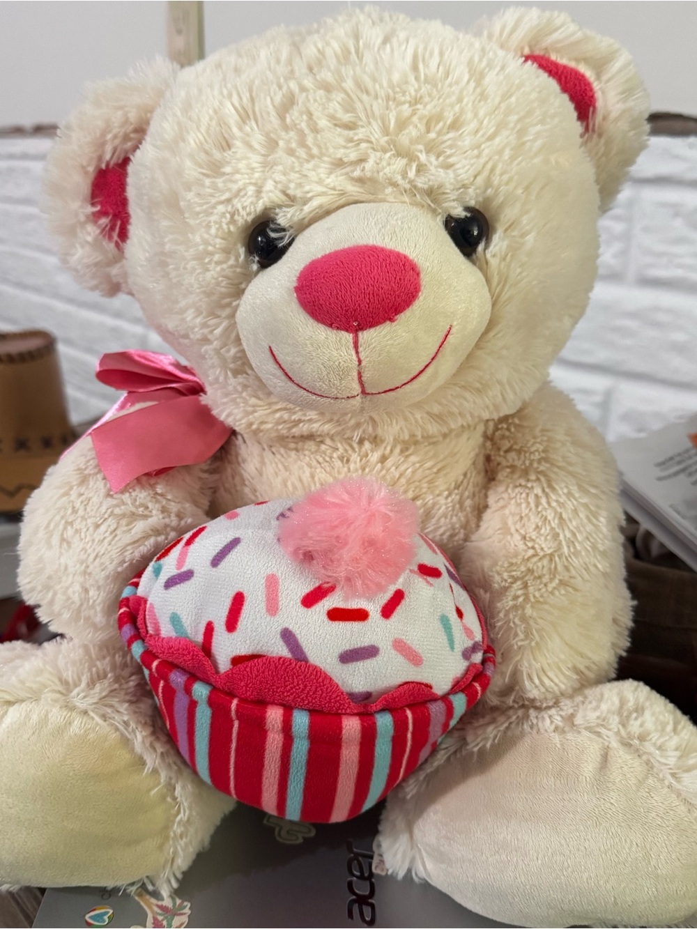 Dan Dee Collectors Choice Teddy Bear Plush Pink Cupcake Birthday Animal 18” 2010